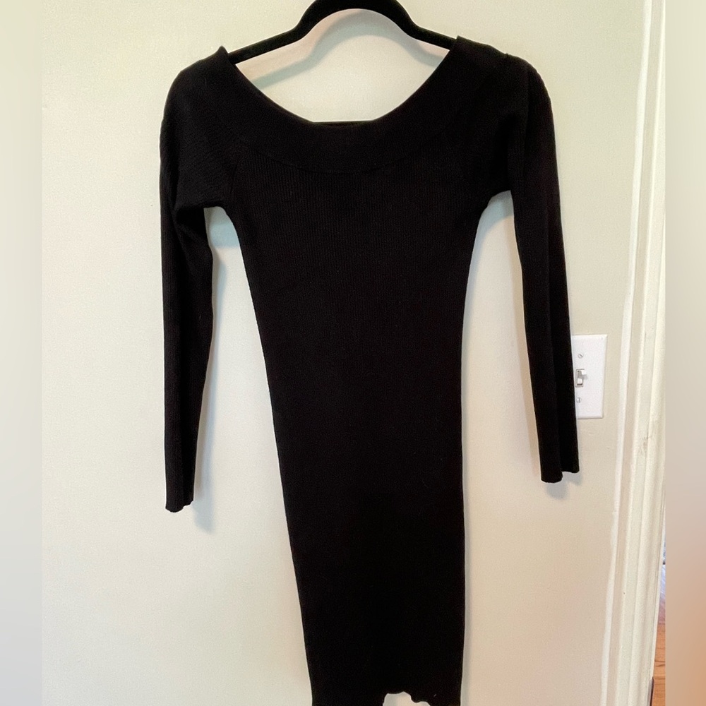 DYNAMITE OFF THE SHOULDER KNIT DRESS